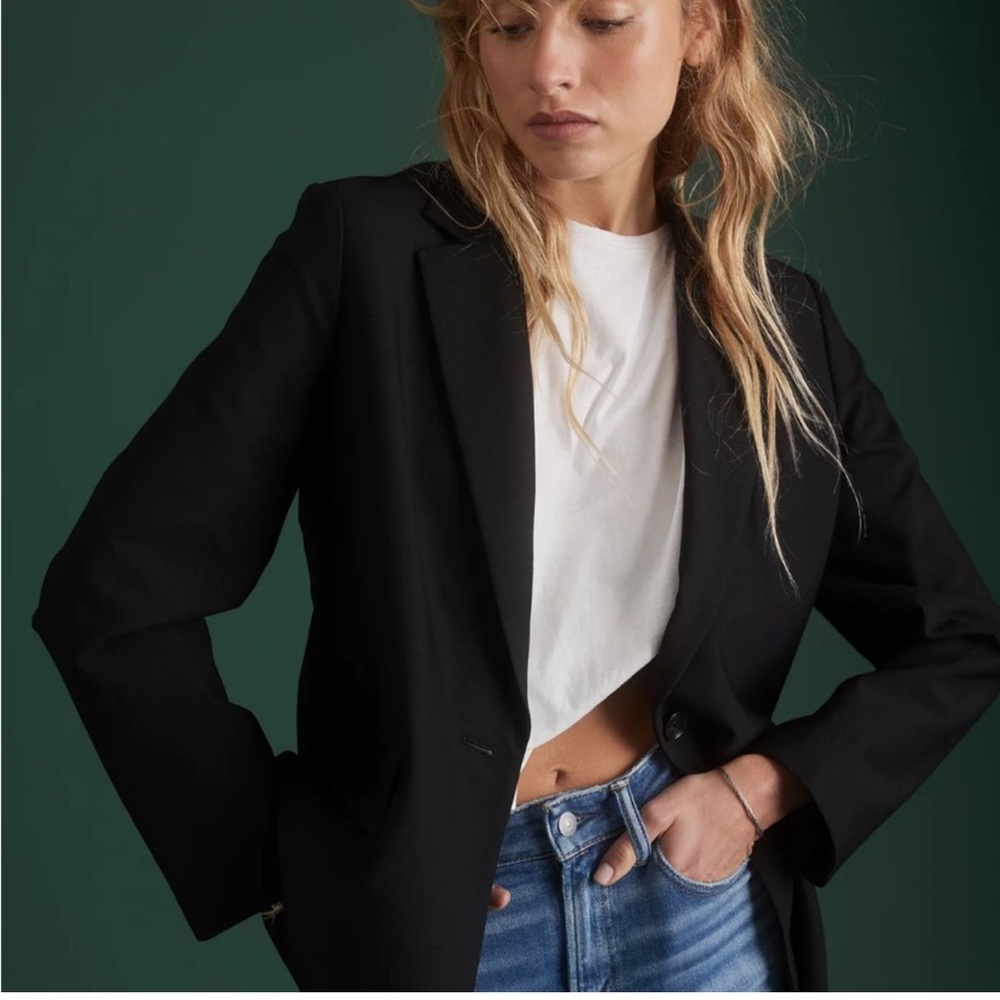 AE77 black wool blazer